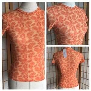 NWT Aqua Paisley Print Top SZ S